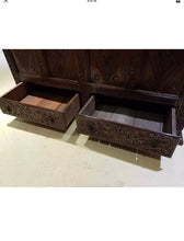 Load image into Gallery viewer, A Queen Anne carved and paneled oak mule chest..