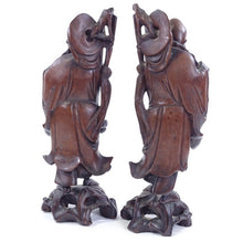 Load image into Gallery viewer, A pair of 19th century oriental carved hardwood figures, possibly Chinese or Japanese.