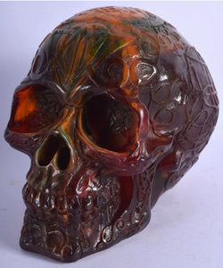 Contemporary Amber Type carved Skull with Celtic symbols
