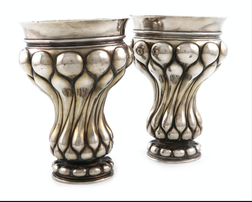 Russian silver beaker vases, bearing 18th century Russian Hallmarks