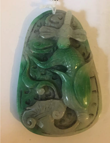 19th Century Chinese Apple green Jade carved amulet hard stone..