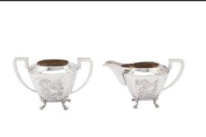 EARLY 20TH CENTURY CHINESE EXPORT SILVER THREE-PIECE TEA SERVICE, HONG KONG CIRCA 1930