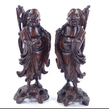 Load image into Gallery viewer, A pair of 19th century oriental carved hardwood figures, possibly Chinese or Japanese.