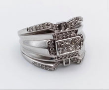 Load image into Gallery viewer, 14K White Gold Diamond Cocktail Dress Ring in the Art Deco Style,