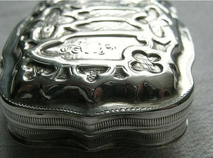 Antique Big Dutch Solid Silver Snuff box with Gilded interior 1856