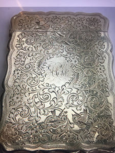 Antique Victorian engraved Silver Card Case. Birmingham George Unite 1897.