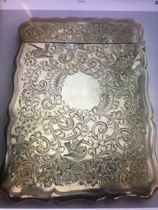 Antique Victorian engraved Silver Card Case. Birmingham George Unite 1897.