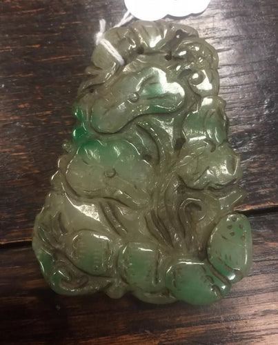 19th Century Chinese possibly Apple green Jade carved amulet hard stone..