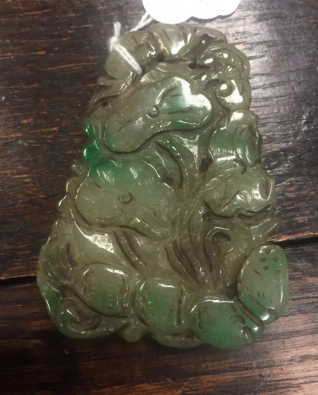 19th Century Chinese possibly Apple green Jade carved amulet hard stone..
