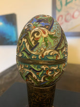 Load image into Gallery viewer, Russian silver cloisonne Enamel Easter Egg by Grigory Sbetnayev, Moscow Circa 1893..