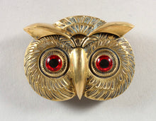 Load image into Gallery viewer, Vintage Brass Owl Vesta with Large Eyes