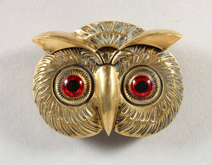 Vintage Brass Owl Vesta with Large Eyes