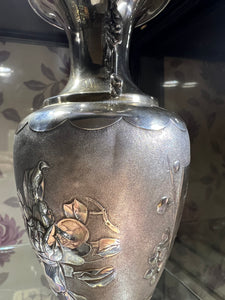 Chinese silver export vase with stand circa 1900