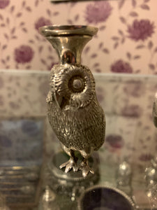 A pair of late Victorian silver novelty owl vases, Sydney Blunt & Frederick Dendy Wray, London.