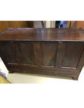 Load image into Gallery viewer, A Queen Anne carved and paneled oak mule chest..