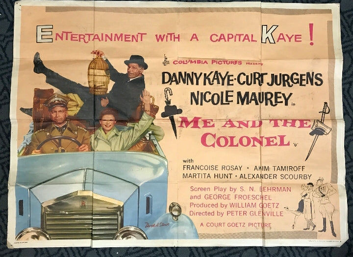 ME AND THE COLONEL ORIGINAL 1958  MOVIE FILM POSTER Danny Kaye