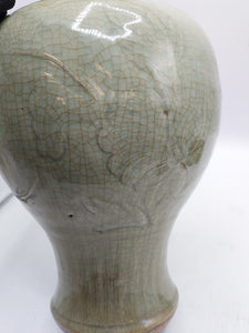 A LONGQUAN CELADON CRACKLE-GLAZED BALUSTER VASE ,MING DYNASTY (1368-1644)