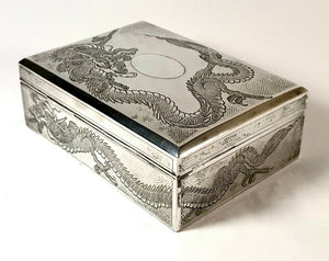 A Chinese export silver cigarette box.