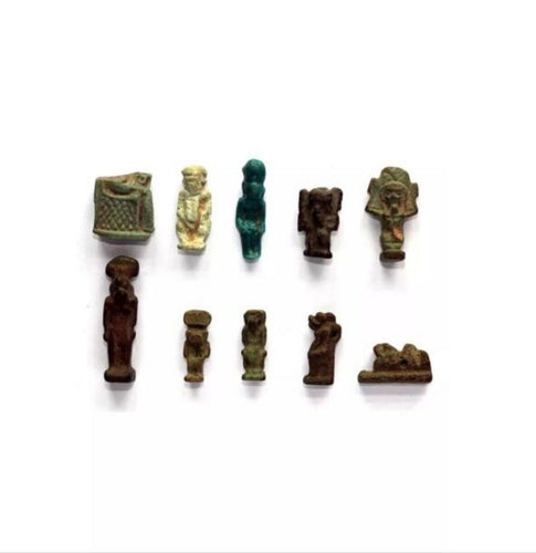 1 Fragment of ISIS & Horus and 9 Ancient Egyptian Amulets.