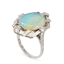 Load image into Gallery viewer, Vintage Platinum Opal and Diamond Dinner Ring