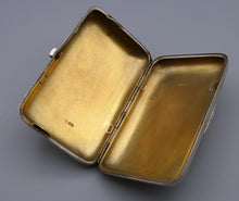 Load image into Gallery viewer, Russian silver cigar case with silver-gilt interior, the top is engraved with a Cyrillic inscription.