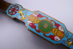 Chinese bronze and cloisonne enamel decorated Rui sceptre.
